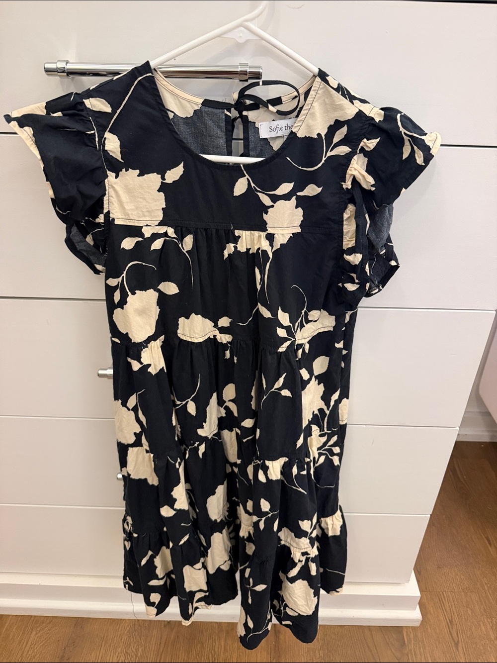 Sofia the Label Black & Cream Floral Tiered Dress